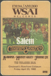 ##MUSICBP2068 - Rare Backstage Pass from the 1982 Country Gold Concert -  Alabama, Mickey Gilley, Johnnie Lee, Thrasher Bros.