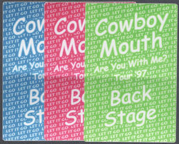 ##MUSICBP2188 - Set of 3 Cowboy Mouth OTTO Cloth Backstage Pass from the 1997 Are You With Me? Tour