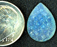 #BEADS0379 - Teardrop Shaped Glass Cabochon with Hobnails and Internal Color Splotch