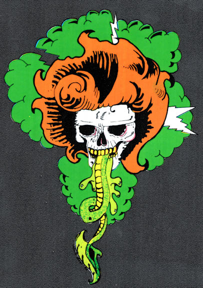 ##MUSICGD2044 - Grateful Dead Car Window Tour Sticker/Decal - Pictures a Skull with Orange Hair and Lightning Bolts