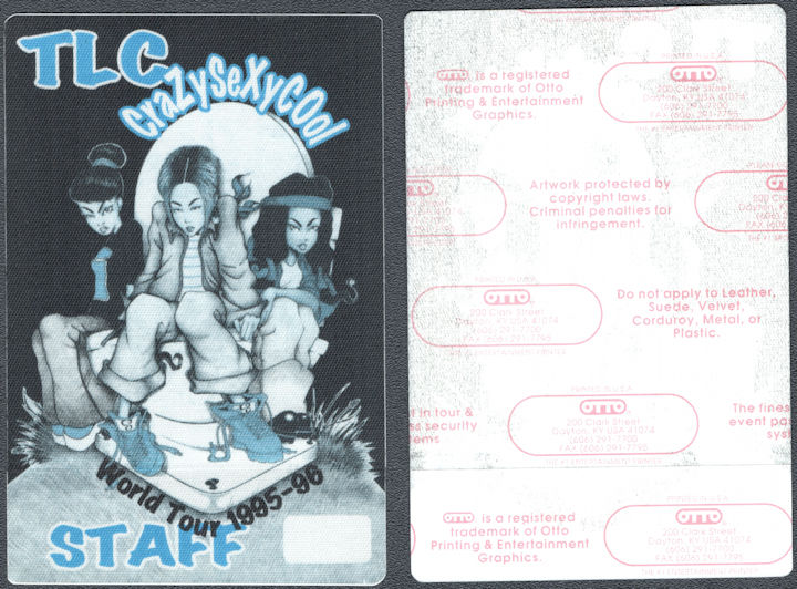 ##MUSICBP1735 - Rare TLC OTTO Cloth Staff Pass From the 1995-96 Crazy Sexy Cool Tour