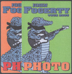 ##MUSICBP2001 - 2 Different John Fogerty (Creedence Clearwater Revival) OTTO Cloth Photo Passes from the 2005 "Deja Vu" Tour