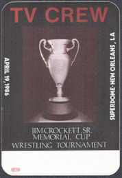 ##MUSICBP1570 - Extremely Rare 1986 Jim Crockett, SR. Memorial Cup Wrestling Tournament OTTO Cloth TV Crew Pass