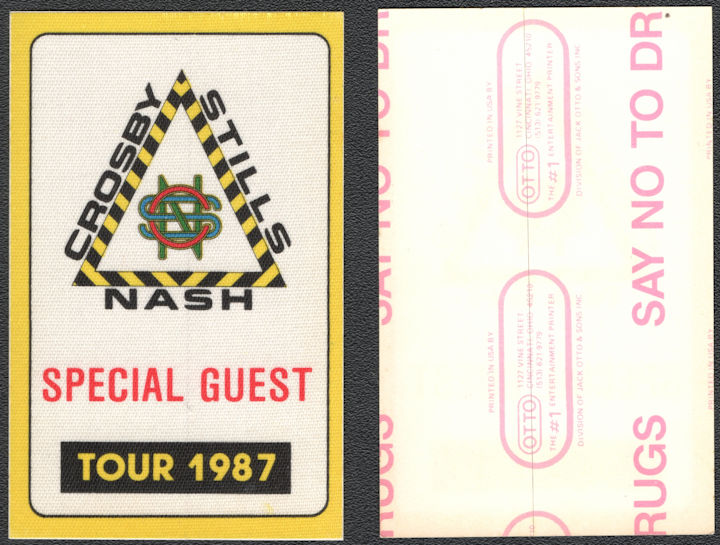##MUSICBP0953 - Crosby, Stills, and Nash Cloth Guest Backstage Pass from the 1987 Tour