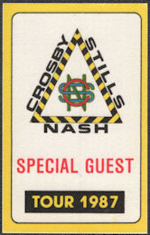 ##MUSICBP0953 - Crosby, Stills, and Nash Cloth Guest Backstage Pass from the 1987 Tour