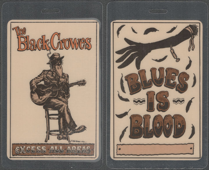 ##MUSICBP1954 - Black Crowes OTTO Laminated All Areas Pass from the 1990 Blues is Blood Tour