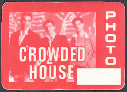 ##MUSICBP1262 -  Crowded House OTTO Cloth Backstage Photo Pass from the 1986 Crowded House Tour