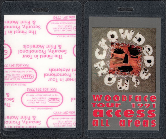 ##MUSICBP0609 - 1991 Crowded House Laminated Access All Areas OTTO Backstage Pass from the "Woodface" Tour