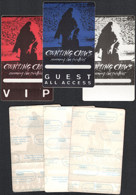 ##MUSICBP0548 - Group of 3 DIfferent Counting Crows Cloth OTTO Backstage Pass from the Recovering the Satellites Tour - Vip, Guest, All Access