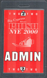 ##MUSICBP1680 - PHISH OTTO Laminated Admin Pass from the 2000 NYE Event at Big Cypress National Preserve