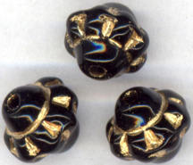 #BEADS0182 - Czech Black and Gold Glass Satelli...