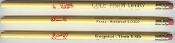 #DA021 - Cole Farm Dairy Pencil Picturing Cow