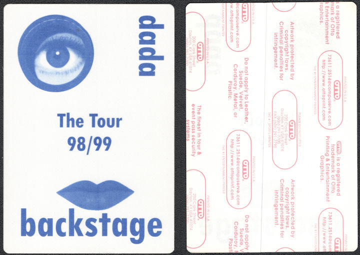 ##MUSICBP0959 - dada Cloth Backstage Pass from the 1998/99 Tour