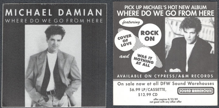 ##MUSICBP1605  - Michael Damian OTTO Cloth Record Store Promotional Giveaway for the 1989 Where Do We Go From Here Tour