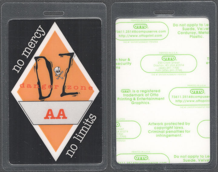 ##MUSICBP2194 - Danger Zone OTTO Laminated All Access Pass from the 1990 Tour