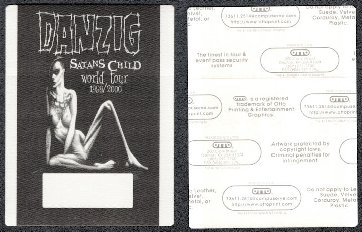 ##MUSICBP1285 - Danzig OTTO Cloth Backstage Pass from the 1999-2000 Satans Child World Tour