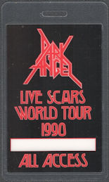 ##MUSICBP2192 - Rare Dark Angel OTTO Laminated All Access Pass from the 1990 Leave Scars World Tour