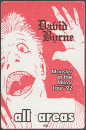 ##MUSICBP1480 - David Byrne OTTO Cloth All Areas Pass from the 1992 Monster in the Mirror Tour