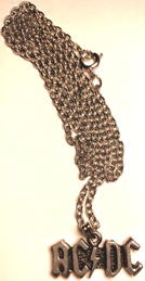 ##MUSICBQ0282 - 1980s AC/DC 25" Chain Link Necklace/Pendant with Famous AC/DC Logo