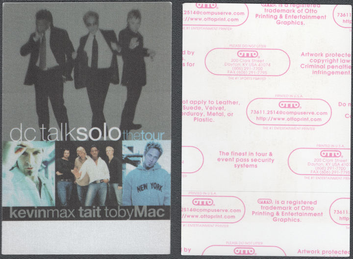 ##MUSICBP2186  - DC Talk OTTO Cloth Backstage Pass from the 2001 Solo Tour