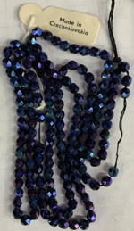 #BEADS1044 - Group of 150 Multifaceted 5mm Deep Purple Aurora Borealis Glass Beads