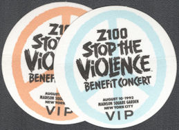 ##MUSICBP1383 - Pair of 1992 Def Leppard and Bryan Adams OTTO Cloth VIP Passes from Stop of Violence Benefit Concert