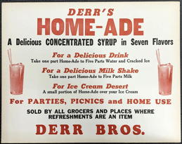 #SIGN280 - Large Cardboard Derr's HOME-ADE Syrup Sign