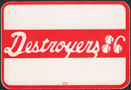 ##MUSICBP0559  - 1986 Destroyers (George Thorogood) Cloth OTTO Backstage Pass