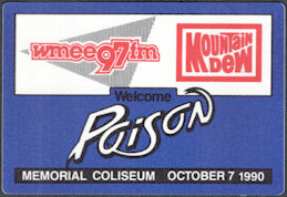 ##MUSICBP1803 - Rare Poison OTTO Radio Pass from the 1990 Flesh and Blood Tour - Ft. Wayne