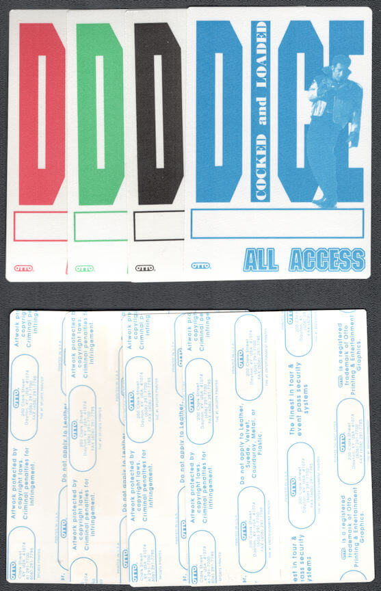 ##MUSICBP1116 - 4 Different Andrew Dice Clay OTTO Cloth All Access Passes from 1992 Cocked and Loaded Tour