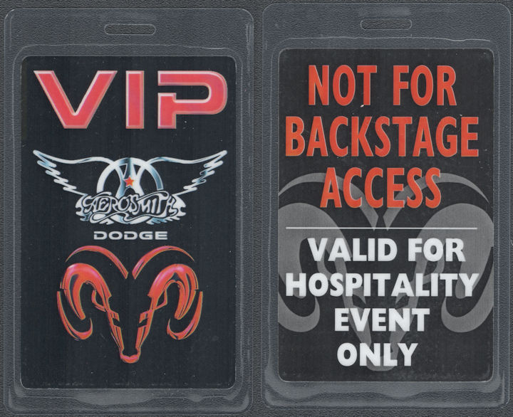 ##MUSICBP2097  - Rare Aerosmith OTTO Laminated VIP Pass from the 2001 Just Push Play Tour - Sponsored by Dodge