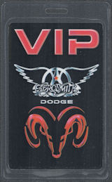 ##MUSICBP2097  - Rare Aerosmith OTTO Laminated VIP Pass from the 2001 Just Push Play Tour - Sponsored by Dodge