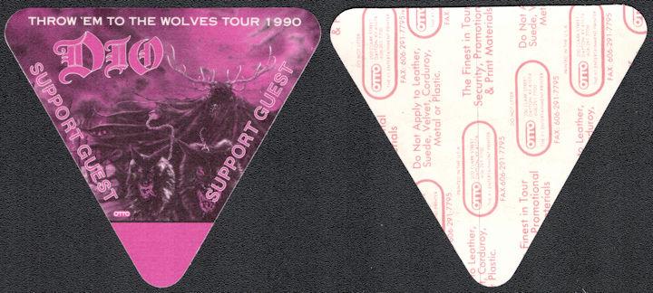 ##MUSICBP1269 - Dio OTTO Cloth Support Guest Backstage Pass from the 1990 Throw 'em to the Wolves Tour