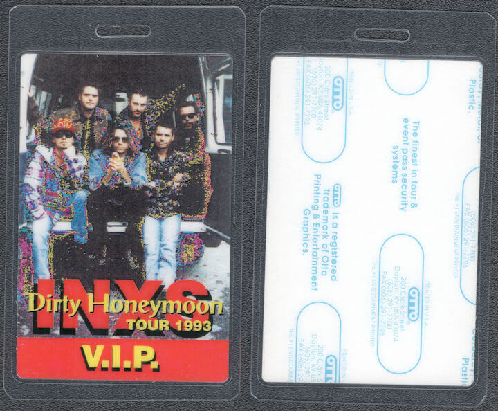 ##MUSICBP1535 - INXS OTTO Laminated VIP Pass from the 1993 Dirty Honeymoon Tour