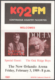 ##MUSICBP1406  - Kenny Rogers and Dolly Parton OTTO Cloth Backstage Pass from 1989 Concert