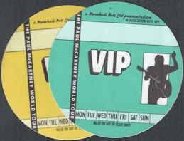 ##MUSICBP2004 - 2 Different Paul McCartney (Beatles) OTTO Cloth VIP Backstage Passes from the 1989/90 "World" Tour