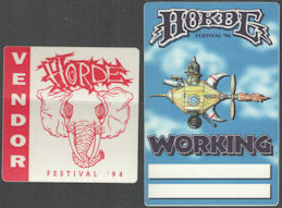 ##MUSICBP2030 - Pair of Horde Festival OTTO Cloth Backstage Passes from 1994 and 1996