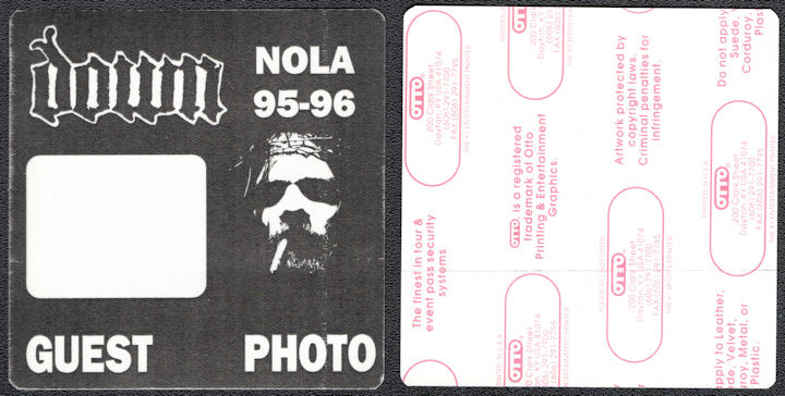 ##MUSICBP1256 - Scarce Down OTTO Cloth Guest and Photo Pass from the 1995-96 NOLA Tour