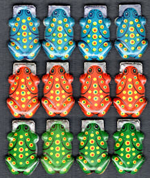 #TY046 - Group of 12 Tin Frog Clickers - Japan