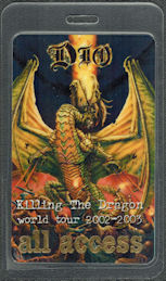 ##MUSICBP1813 - Extremely Rare Dio OTTO Laminated All Access Pass from the 2002-2003 Killing the Dragon World Tour