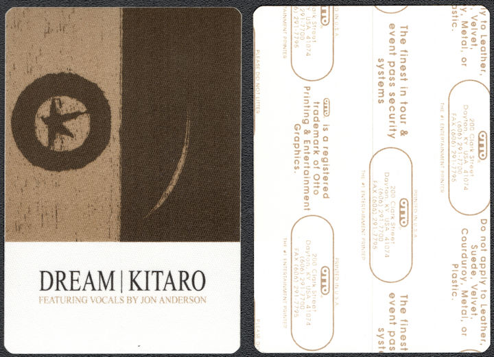 ##MUSICBP0975 - Kitaro Cloth Backstage Pass from the 1992 Dream Tour