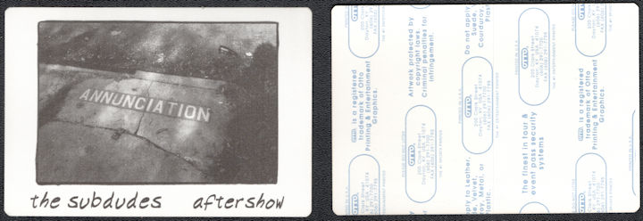 ##MUSICBP1069 - 1994 The Subdudes OTTO Cloth After Show Pass From the Annunciation Tour