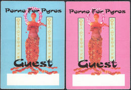 ##MUSICBP0703 - Pair of Different Colored Porno for Pyros OTTO Cloth Backstage Passes from the 1996 Good God's Urge Tour