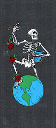 ##MUSICGD2049 - Grateful Dead Car Window Tour Sticker/Decal - Skeleton Throwing Roses onto the Earth