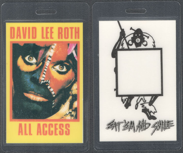 ##MUSICBP1965 - David Lee Roth OTTO Laminated All Access Pass from the 1986 Eat 'em and Smile Tour
