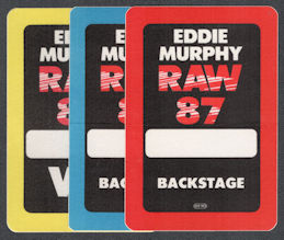 ##MUSICBP1127-  3 Different Eddie Murphy OTTO Cloth VIP Backstage Passes from the 1987 Raw Tour