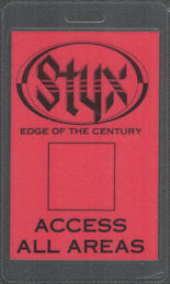 ##MUSICBP1957 - Styx OTTO Laminated Access All Areas Pass from the 1990 Edge of the Century Tour