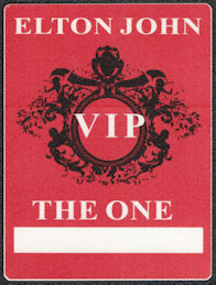 ##MUSICBP1271 - Vertical Rectangle Elton John OTTO Cloth Backstage Pass from the 1992 The One Tour