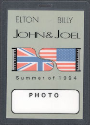 ##MUSICBP1969 - Elton John and Billy Joel Perri Laminated Photo Pass from the Summer of 1994 Tour