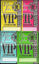 ##MUSICBP0724  - Group of 4 Different Colored Elton John OTTO Cloth VIP Backstage Passes from the 1993 The Big Picture Tour